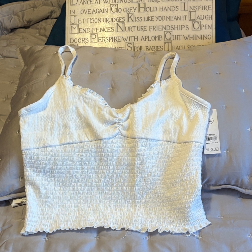 No Boundaries White Smocked Camisole